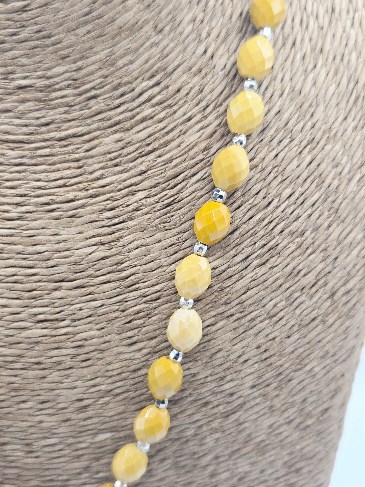 Faceted Yellow Mookaite Necklace with Oval Pendant