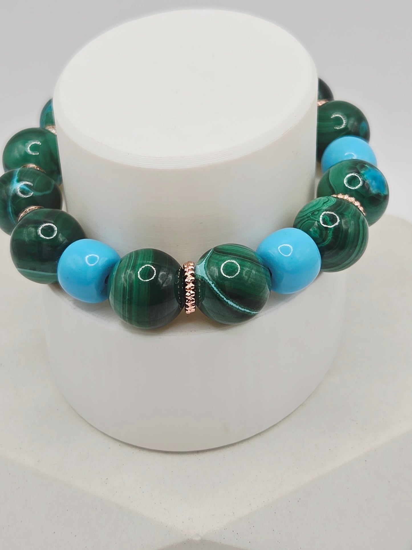 Silicon Malachite and Magnesite Bracelet