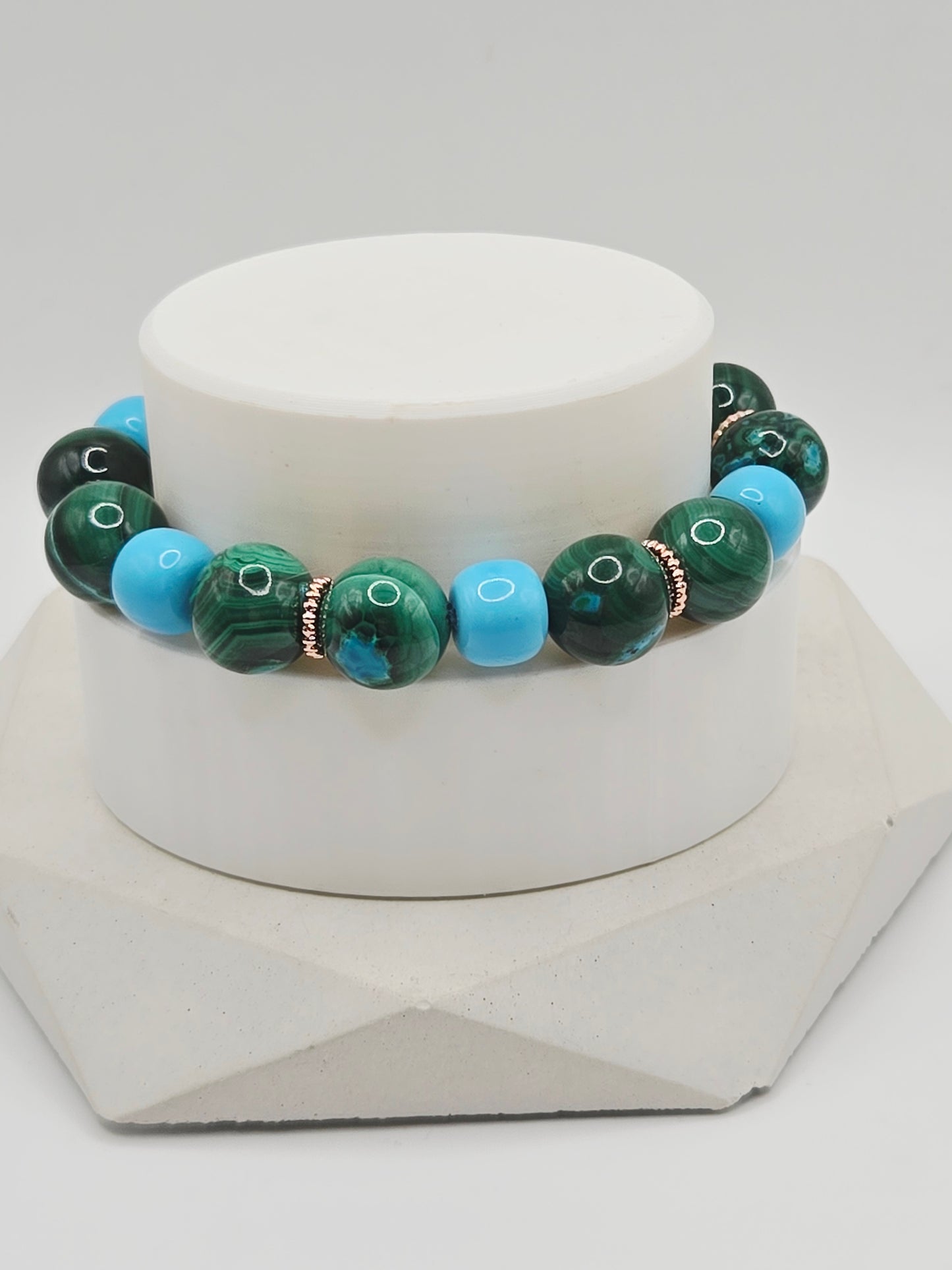 Silicon Malachite and Magnesite Bracelet