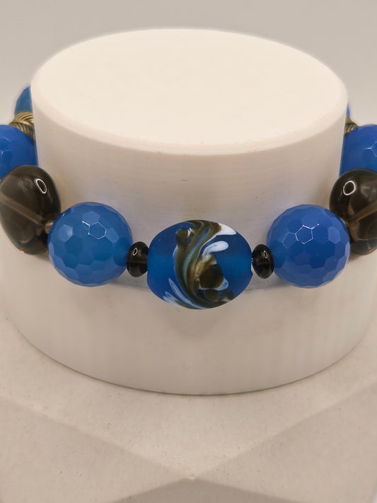 Royal Blue Faceted Agate Bracelet