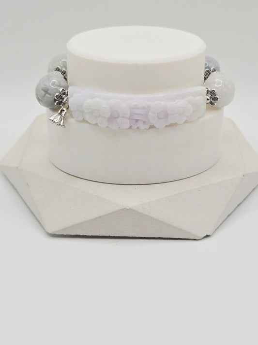 Carved Jadeite Flower Bracelet