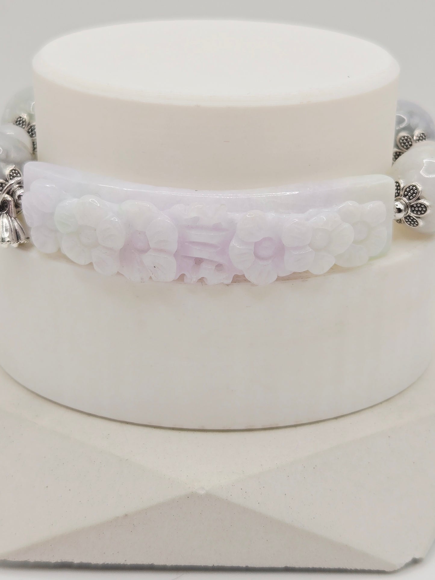 Carved Jadeite Flower Bracelet