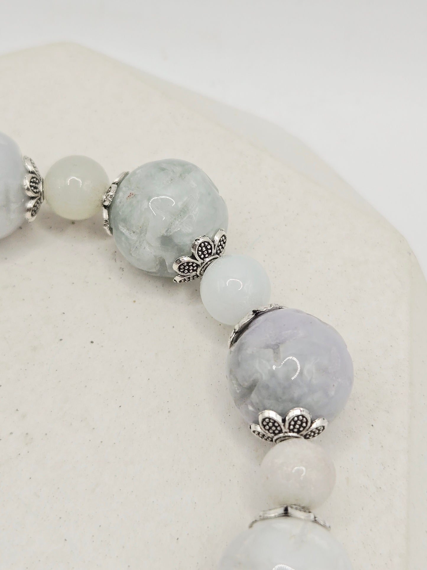 Carved Jadeite Flower Bracelet