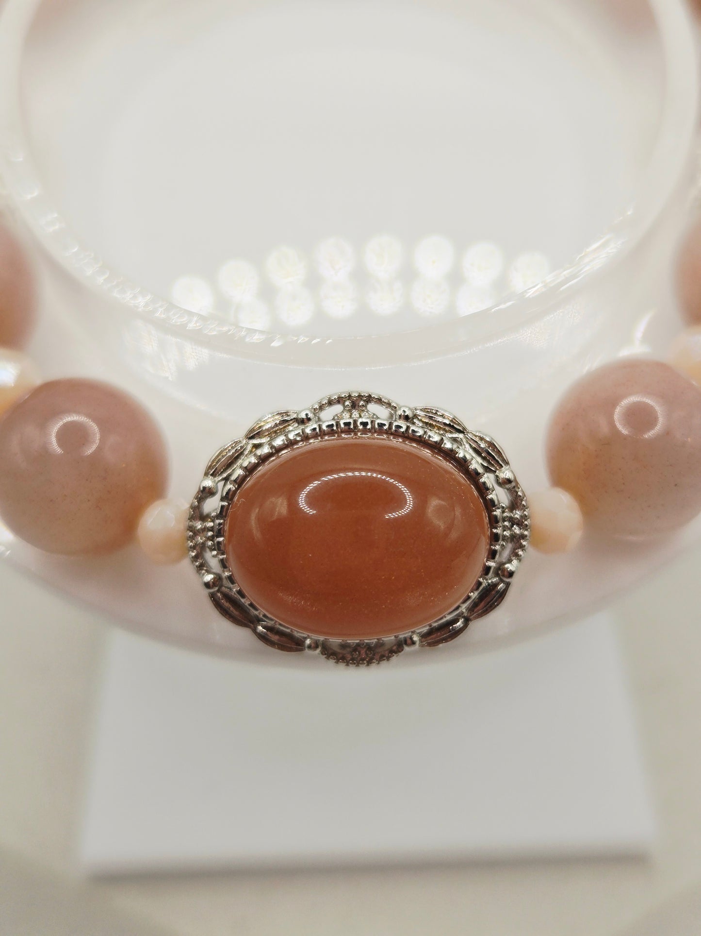 Light and Dark Peach Moonstone Bracelet