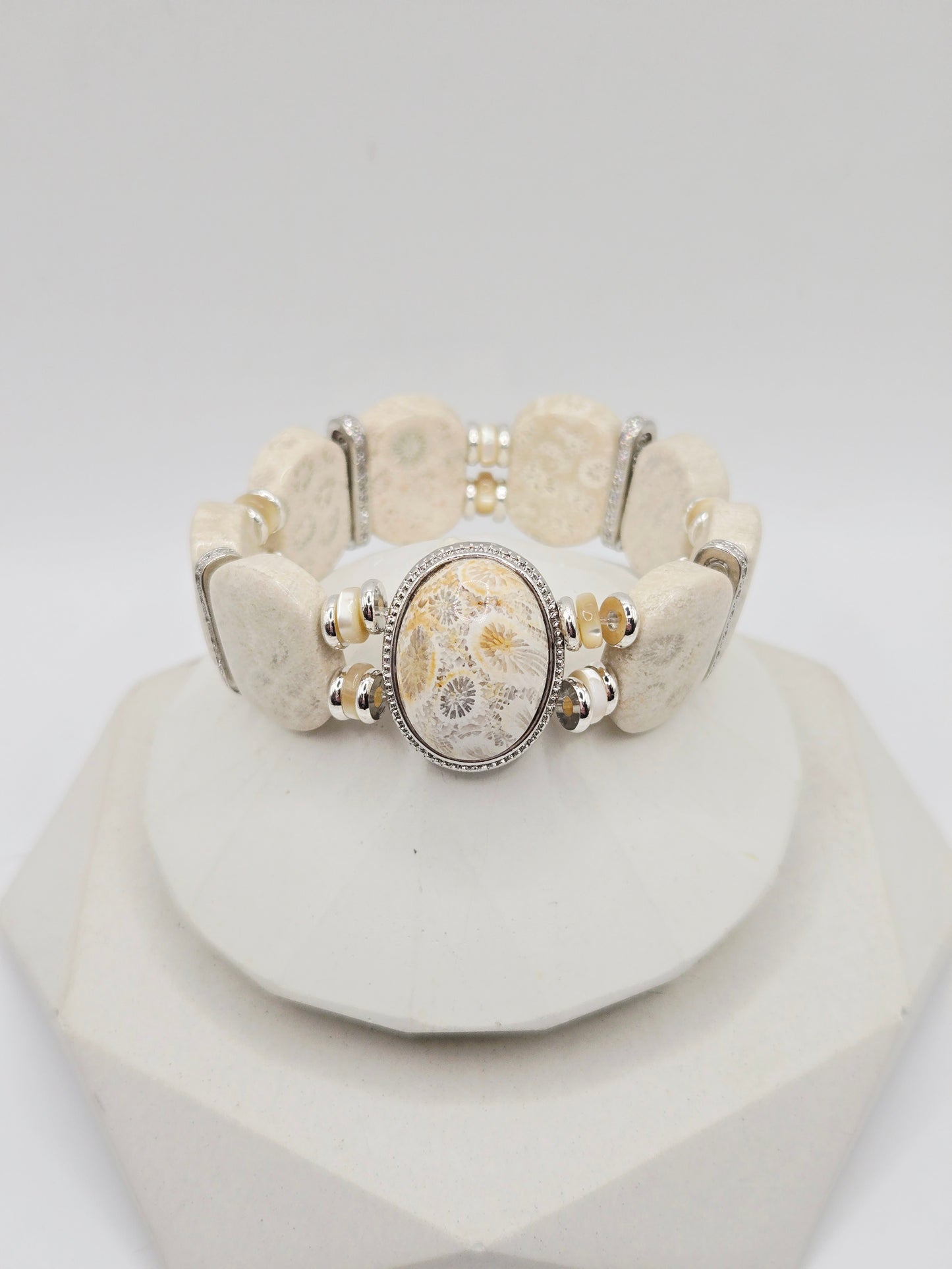 Cream Coral Jade Soft Bangle