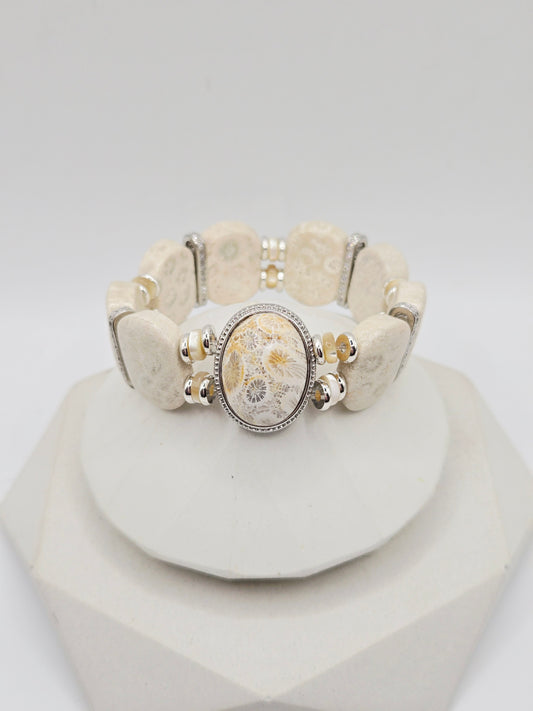 Cream Coral Jade Soft Bangle