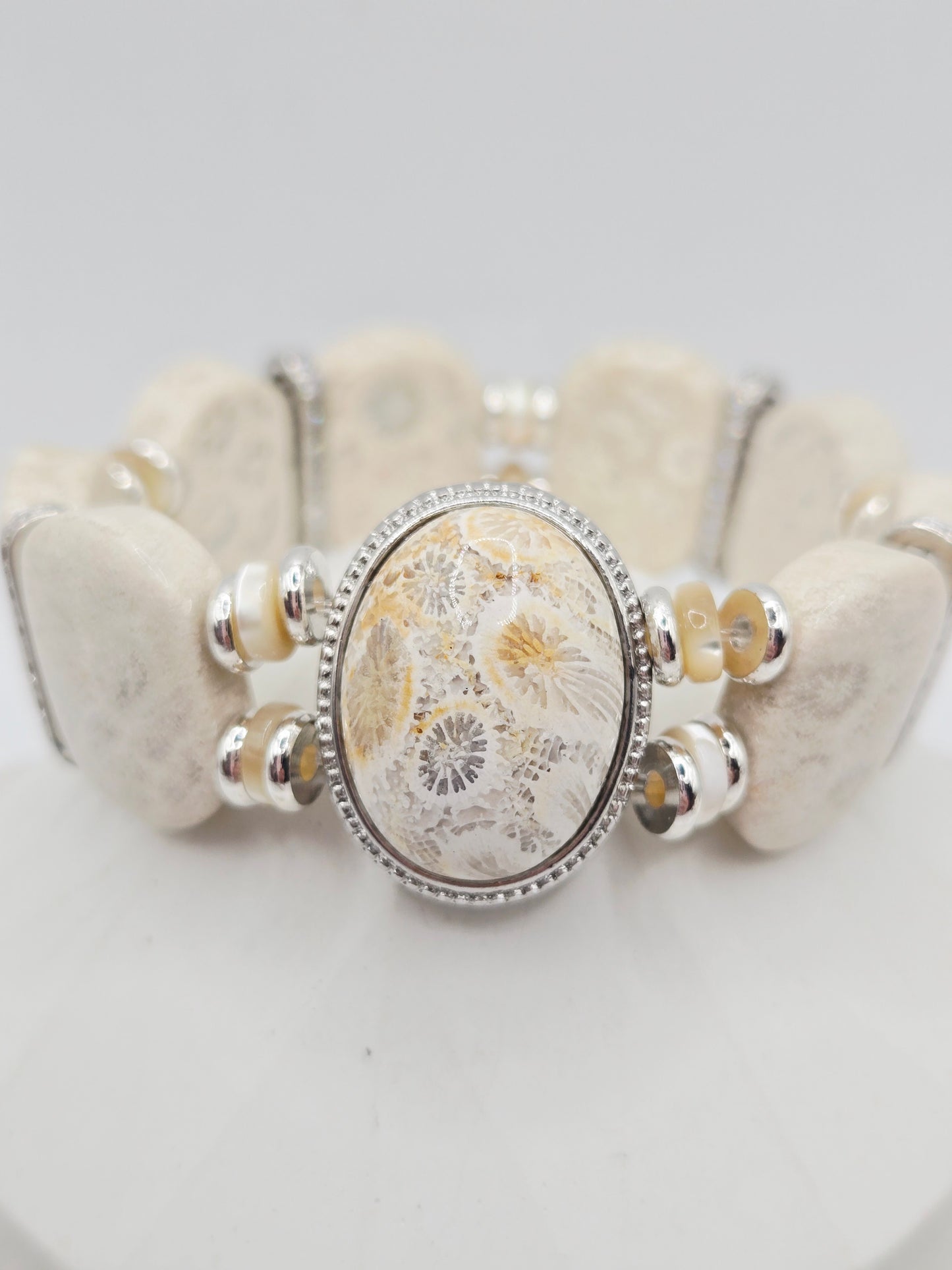 Cream Coral Jade Soft Bangle