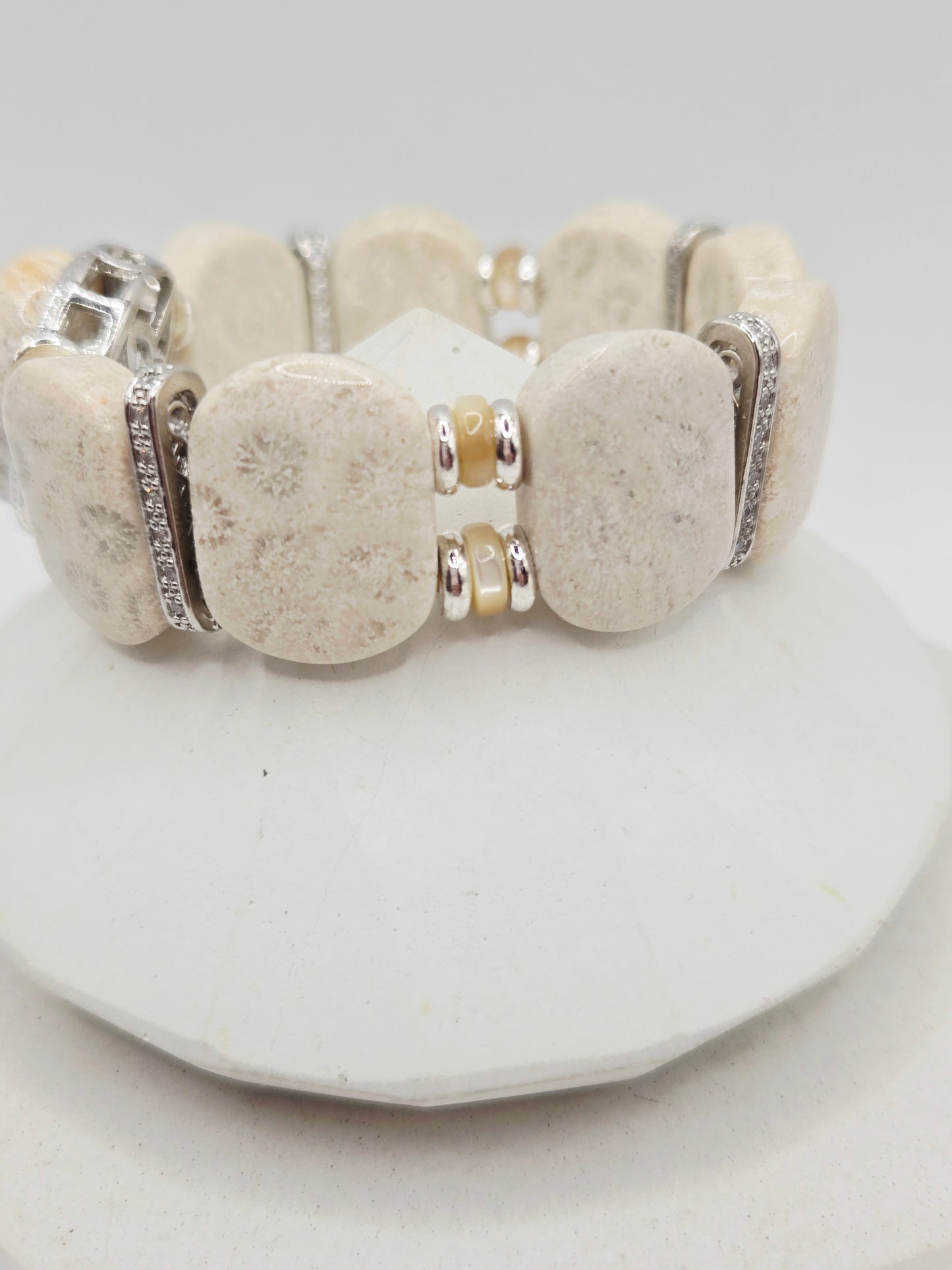 Cream Coral Jade Soft Bangle