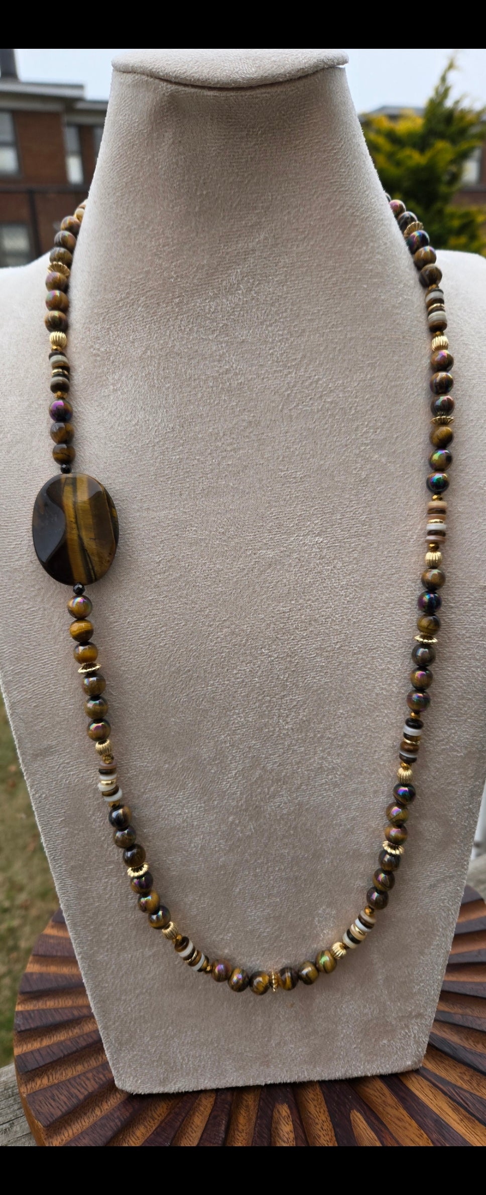 Tiger's Eye Necklace and Bracelet Set – Bold, Natural Elegance with a Touch of Gold